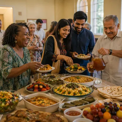 Diverse Community Potluck in Fellowship Hall