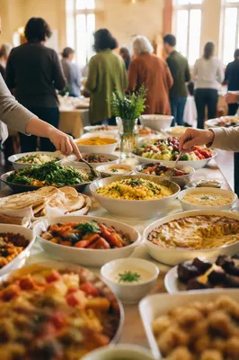 Multicultural Church Potluck Fellowship Table