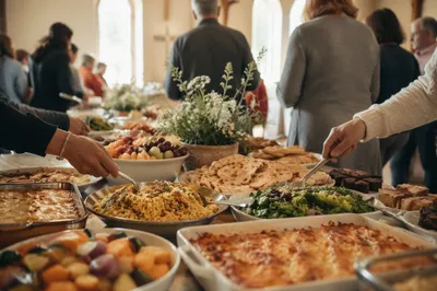 Multicultural Church Potluck Buffet Fellowship Scene