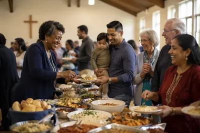 Multicultural Community Potluck in Bright Hall