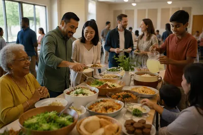 Multicultural Community Potluck in Bright Hall