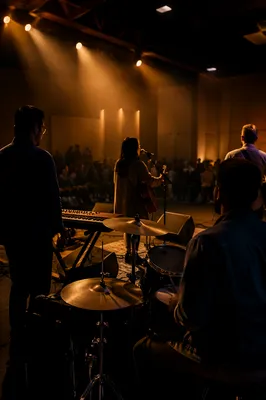 Multicultural Worship Team Performing on Stage