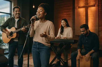 Diverse Musicians Performing on Indoor Stage