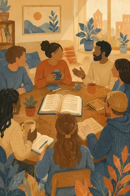 Warm Multiethnic Bible Study Group Gathering