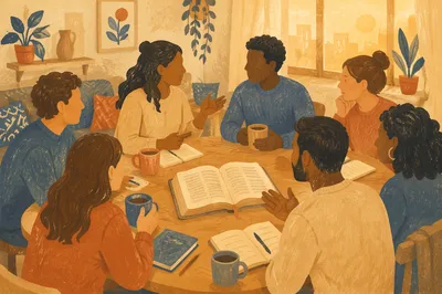 Warm Multiethnic Bible Study Group Gathering