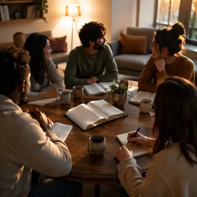 Warm Multiethnic Bible Study Group Discussion