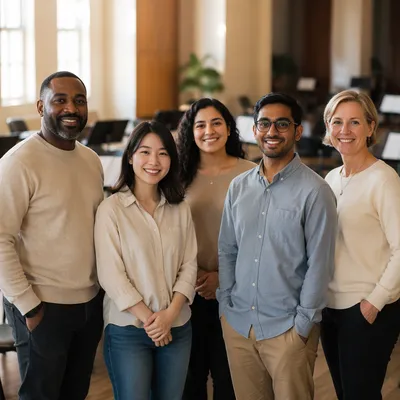 Diverse Music Team Group Portrait Indoors