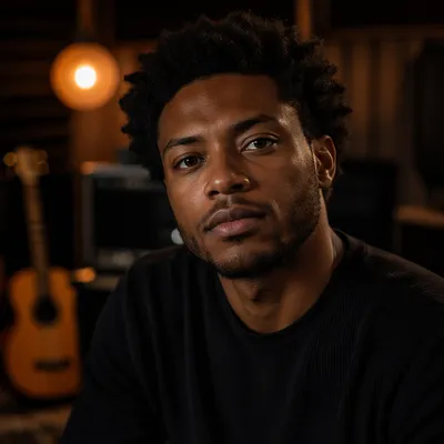 Young Musician Portrait in Recording Studio
