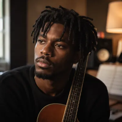 Young Musician Portrait with Acoustic Guitar