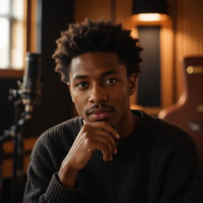 Young Musician Portrait in Recording Studio