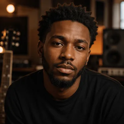 Passionate Musician Headshot in Recording Studio