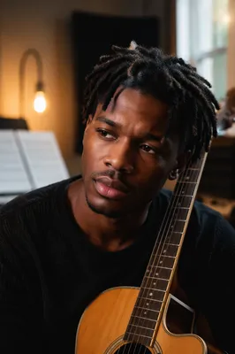 Young Musician Portrait with Acoustic Guitar