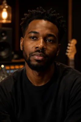 Passionate Musician Headshot in Recording Studio