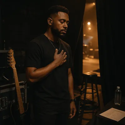 Backstage Musician Praying Before Performance