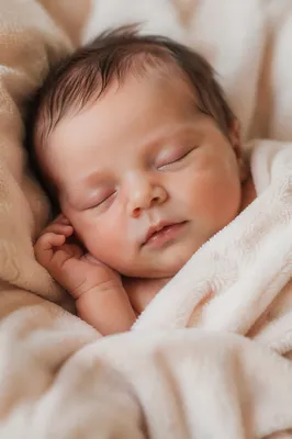 Peaceful Newborn Sleeping in Soft Blanket