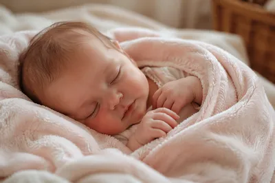 Peacefully Sleeping Newborn in Soft Blanket