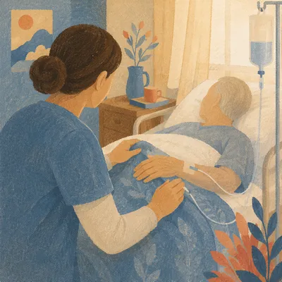 Compassionate Nurse Helping Elderly Patient