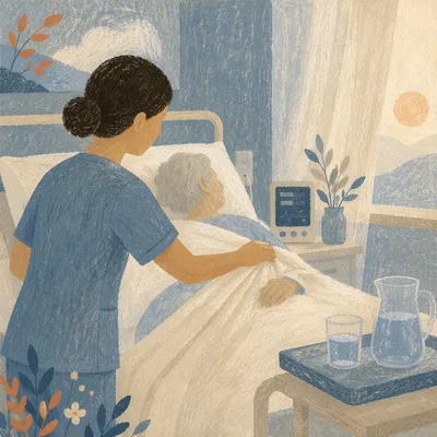 Compassionate Nurse Comforting Elderly Patient