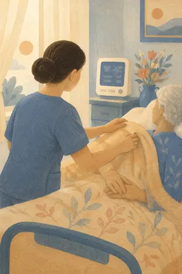 Compassionate Nurse Comforting Elderly Patient