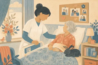 Compassionate Nurse Comforting Elderly Patient