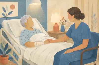Compassionate Nurse Comforting Elderly Patient