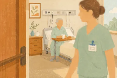 Compassionate Nurse Assisting Elderly Patient Indoors