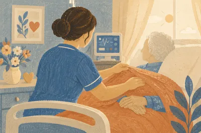 Compassionate Nurse Comforting Elderly Patient