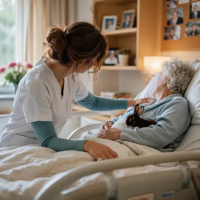Compassionate Nurse Comforting Elderly Patient