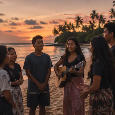 Pacific Islander Youth Group on Beach