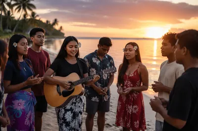 Pacific Islander Youth Group on Beach