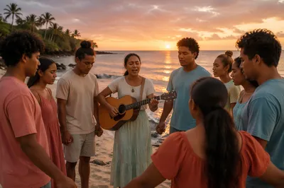 Pacific Islander Youth Worship on Beach