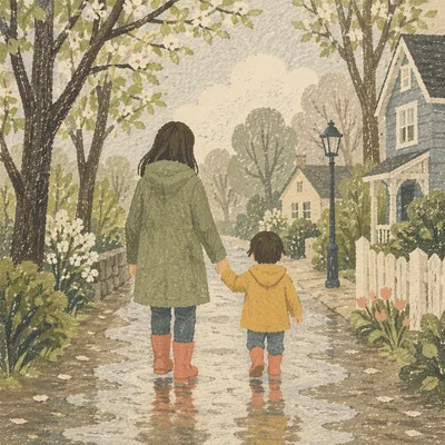 Parent and Child Walking Hand in Hand