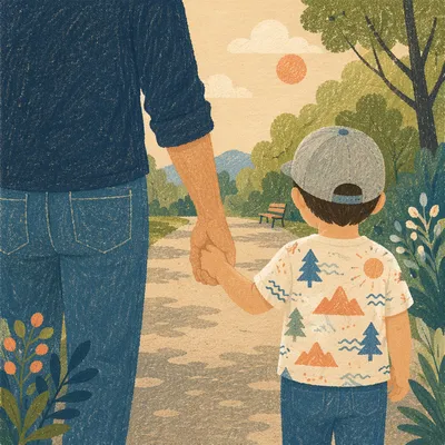 Parent and Child Walking Hand in Hand