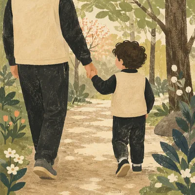 Parent and Child Walking Hand in Hand