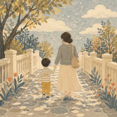 Parent and Child Walking Hand in Hand