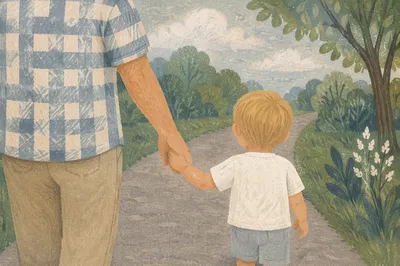 Parent and Child Walking Hand in Hand