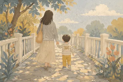 Parent and Child Walking Hand in Hand