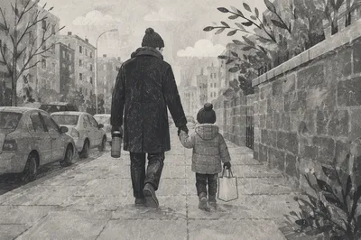 Parent and Child Walking Hand in Hand