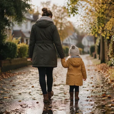 Parent and Child Walking Hand in Hand