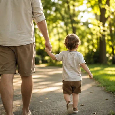 Parent and Child Walking Hand in Hand