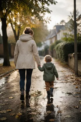Parent and Child Walking Hand in Hand