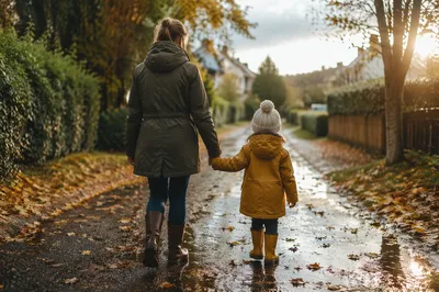 Parent and Child Walking Hand in Hand