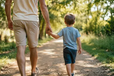 Parent and Child Walking Hand in Hand