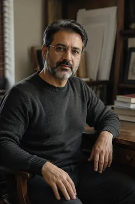 Scholarly Persian Man Portrait in Study