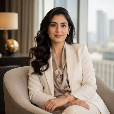 Confident Persian Woman in Modern Office