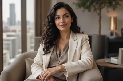 Confident Persian Woman in Modern Office