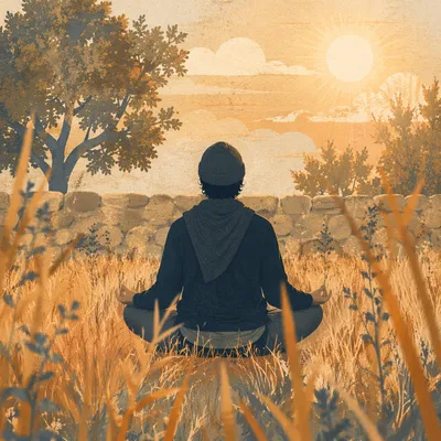 Peaceful Outdoor Meditation in Golden Meadow