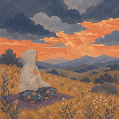 Peaceful Meditation in Golden Meadow