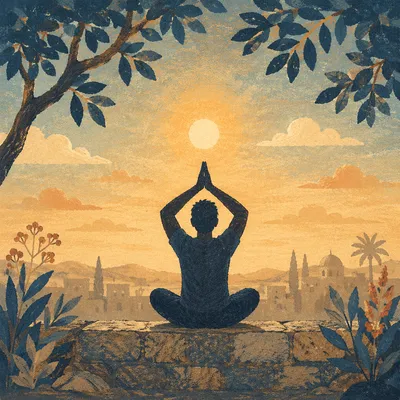 Peaceful Sunrise Meditation Silhouette in Nature