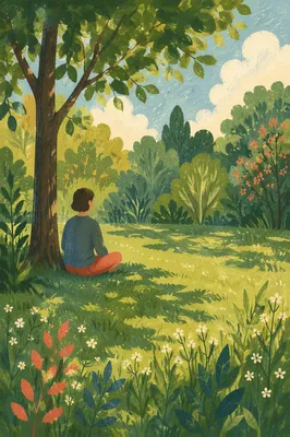 Peaceful Meditation in Sunlit Green Park